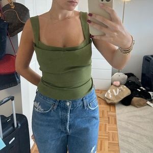 MIAOU Green Corset Top